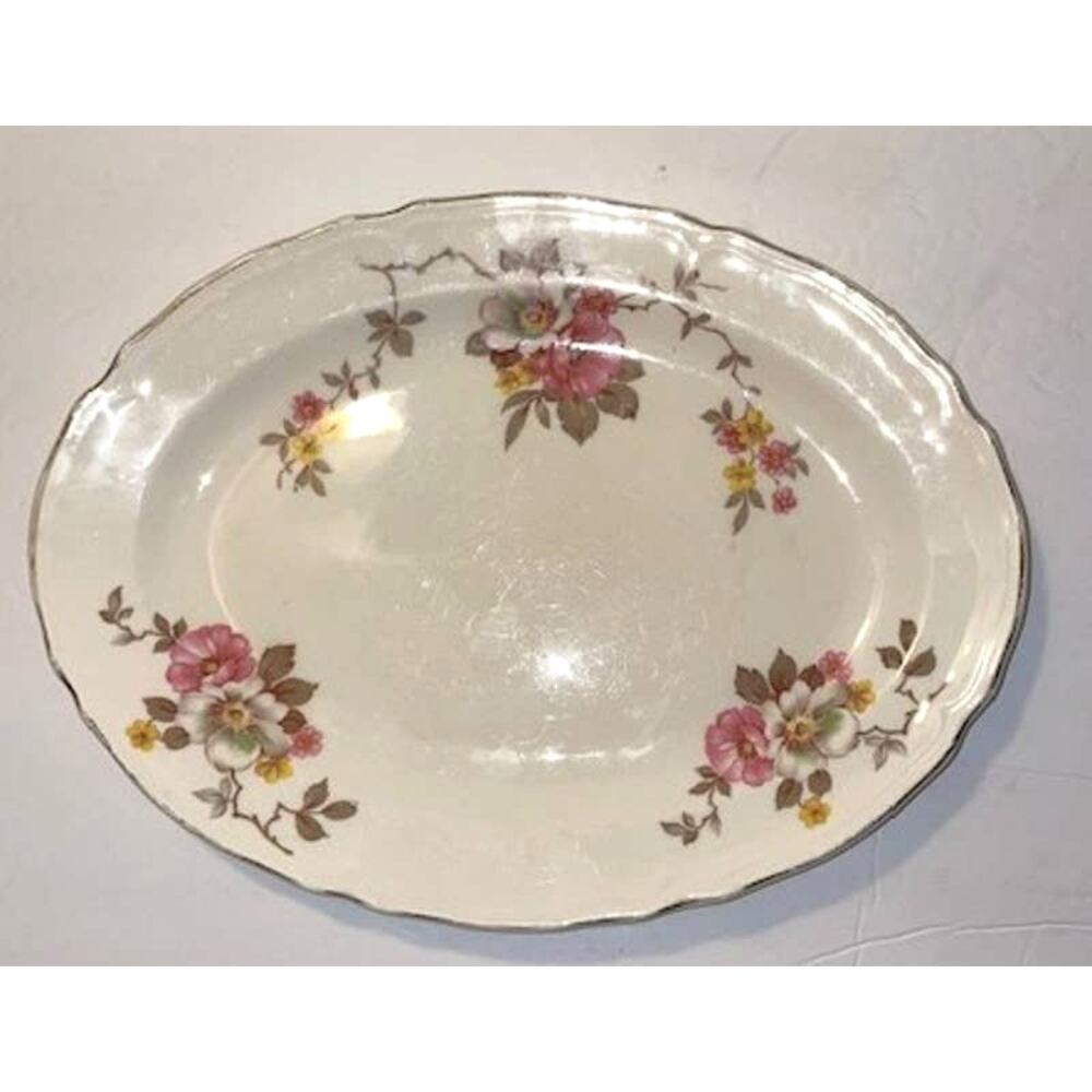 Vintage Edwin M. Knowles Serving Platter Blossom Time EUC